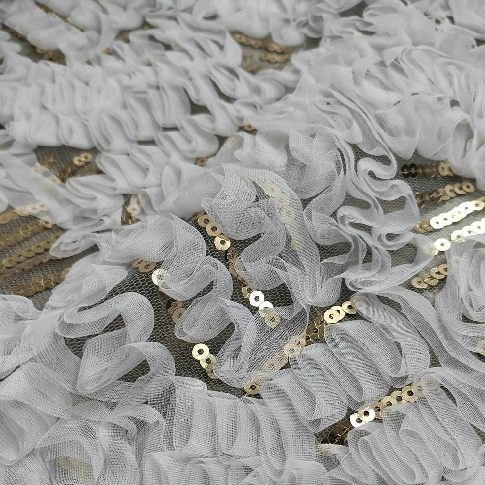 Embroidery Design 3D - High-end chiffon braided 3D floral golden