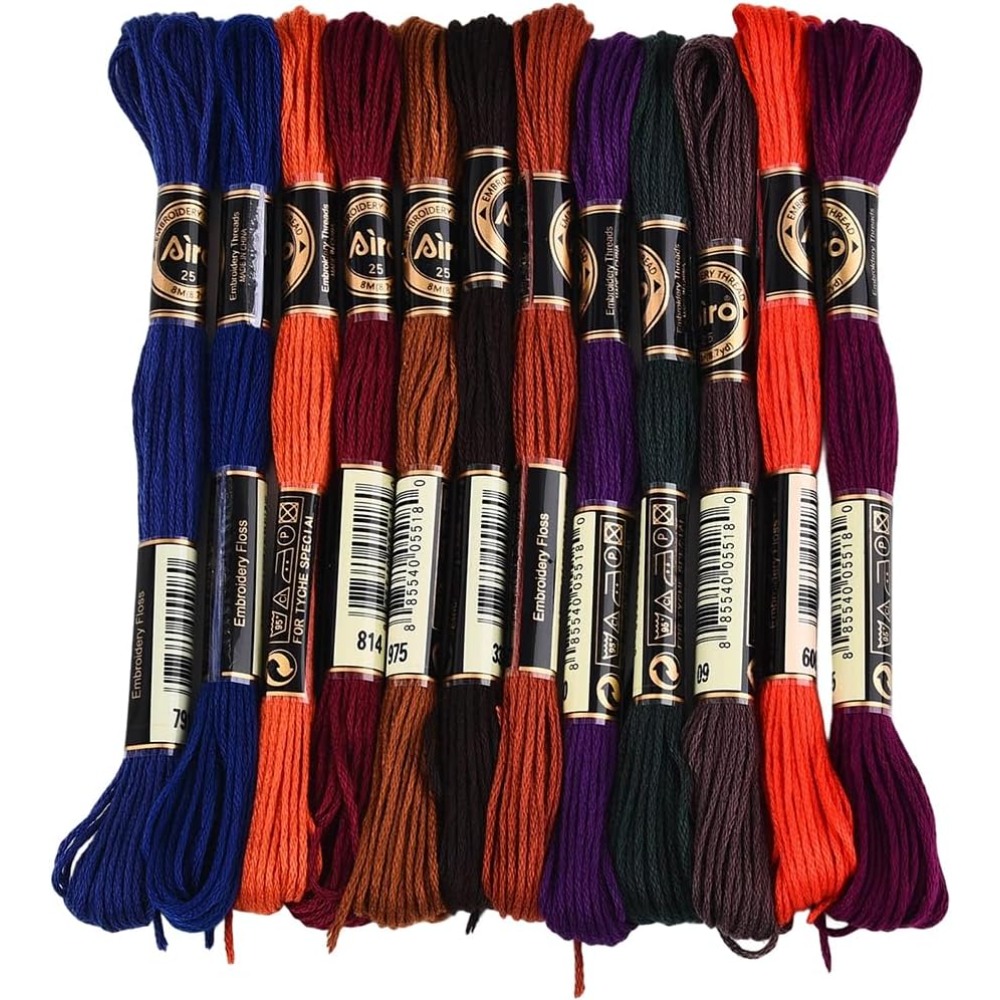 Embroidery Thread Yarn - 12 Skeins 6 Strands Hand Variegated