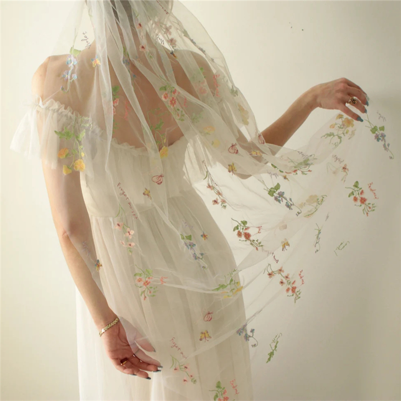 Embroidery Veil - Wild Flowers Floral Bridal Veils With