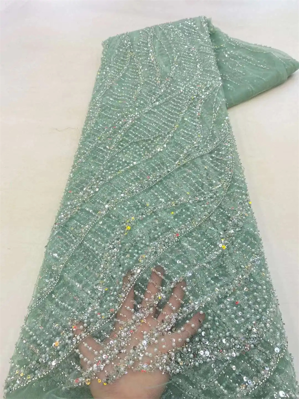 Embroidery Jersey - African Sequins Beaded Groom Lace Fabric