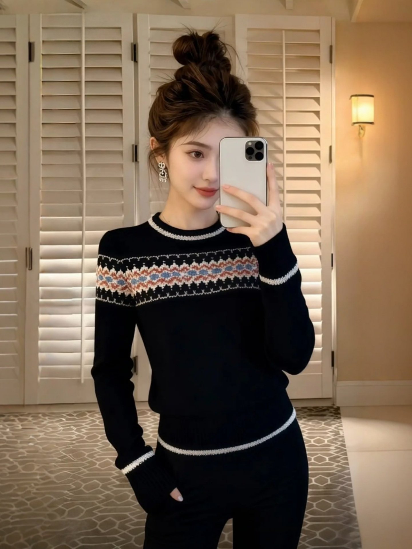 Embroidery Unique Design - Unique Design Bla Knitted Sweater Women's