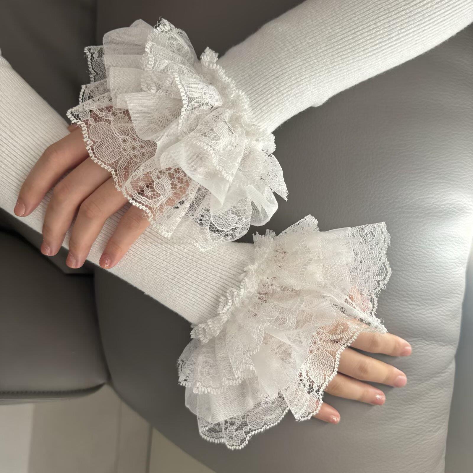 Embroidery Uniforms - * Lolita Hand Sleeve Knitted Patchwork