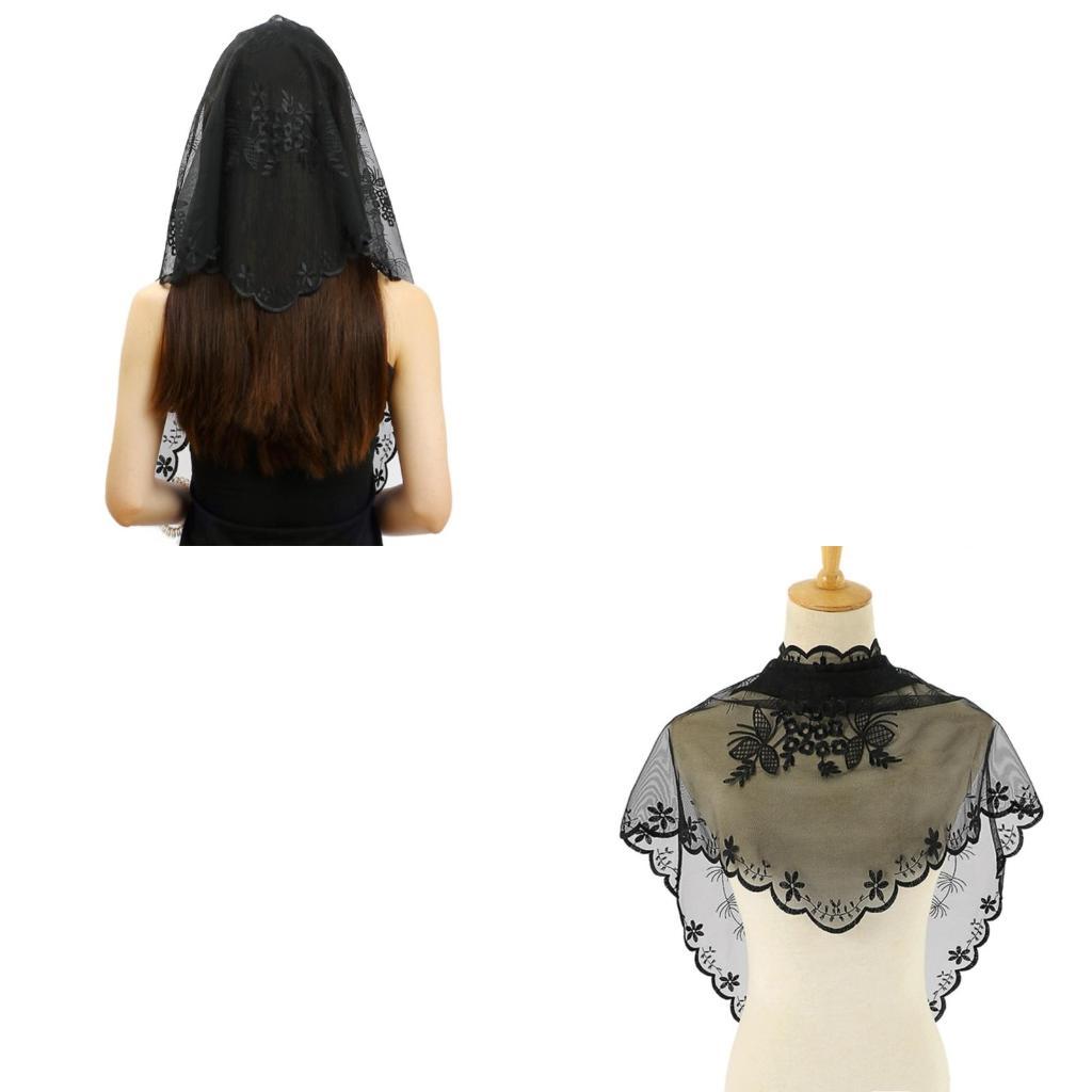 Embroidery Veil - 652F Women Lace Traditional Mass Catholic