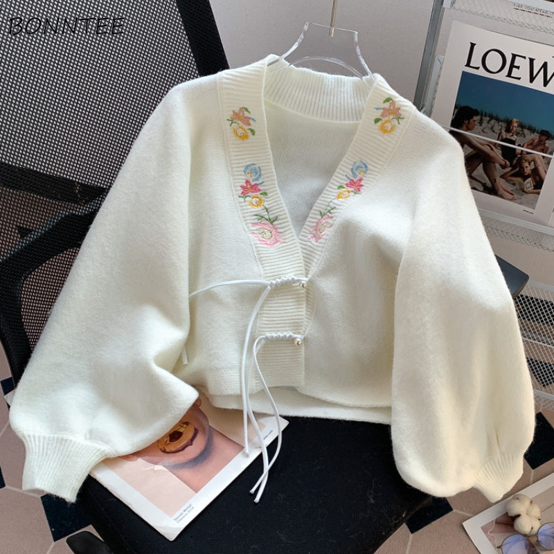Embroidery Thread Yarn - Cardigan Women V-neck New Chinese Style