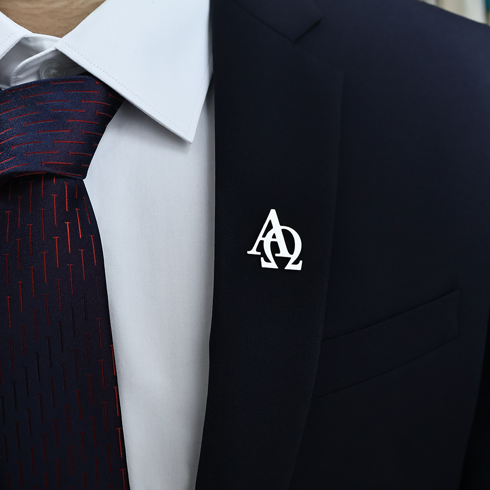 Embroidery Alpha - Personalized Christian Stainless Steel Brooch, Alpha