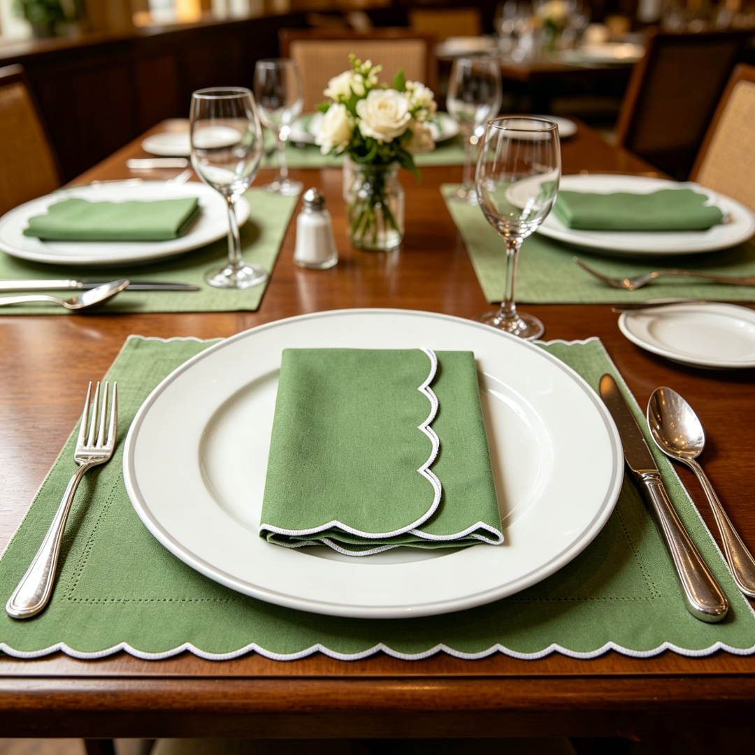 Embroidery Xmas - 1PC Thick Embroidered Placemat with Scallop