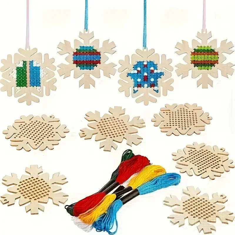 Embroidery Xmas Kits - 12Set Cross Stitch Hanging Pendant Gingerbread