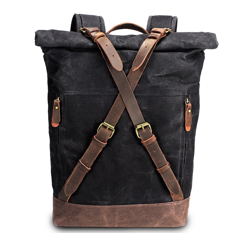 Embroidery Computer - Retro Canvas Leather Backpacks For Men