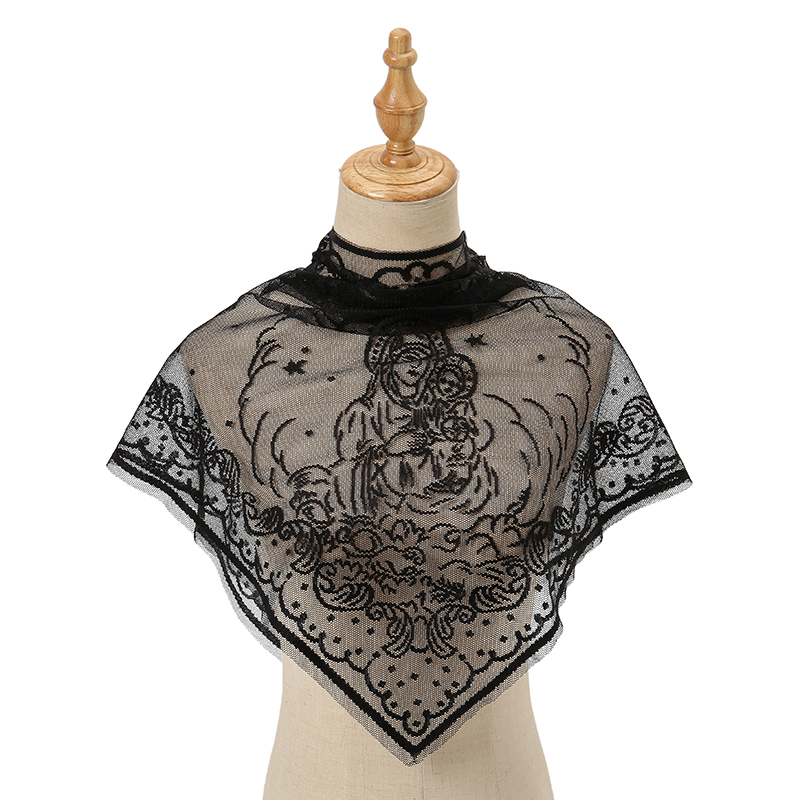 Women Lace Triangle Scarf for  – Embroidery Veil recenzja i cena