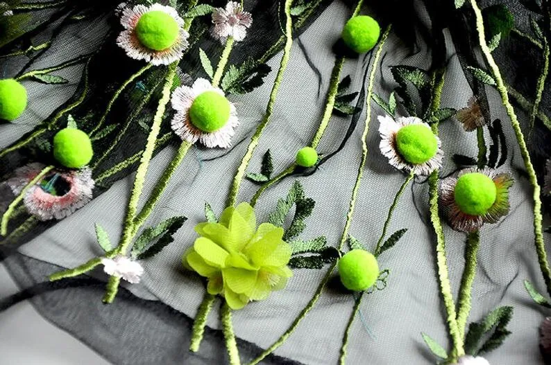 3D chiffon flower pompom embro – Embroidery Veil recenzja i cena