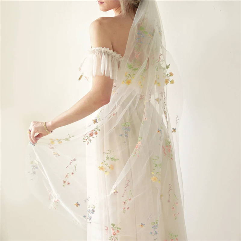 Wild Flowers Floral Bridal Vei – Embroidery Veil recenzja i cena
