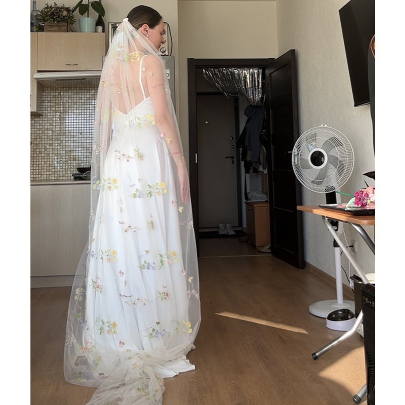 Wild Flowers Floral Bridal Vei – Embroidery Veil recenzja i cena