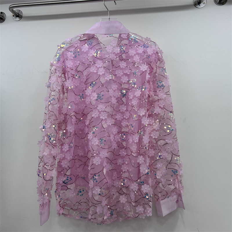 Women's loose long-sleeve shir – Embroidery Unique Design recenzja i cena
