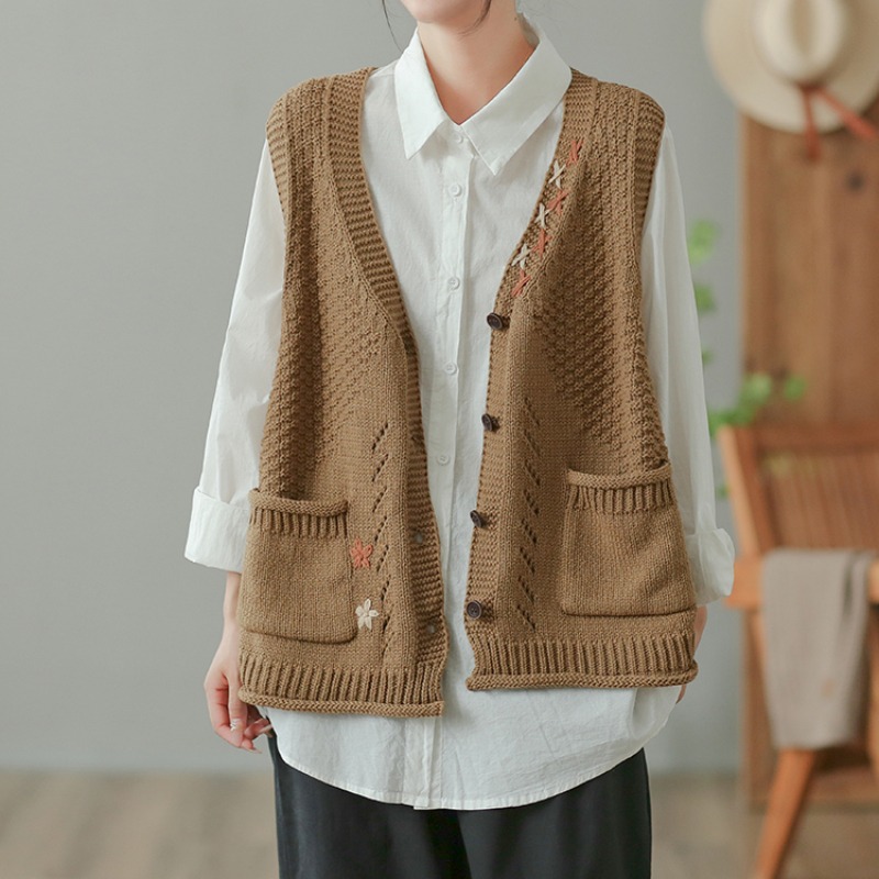 Vintage Sweater Vests Women El – Embroidery Thread Yarn recenzja i cena
