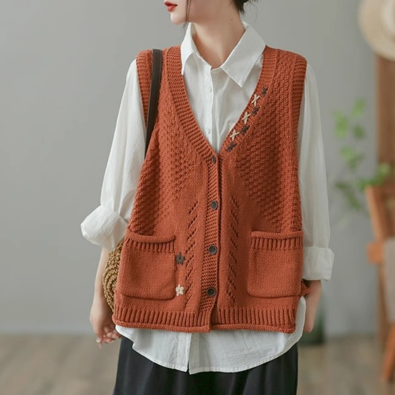 Vintage Sweater Vests Women El – Embroidery Thread Yarn recenzja i cena