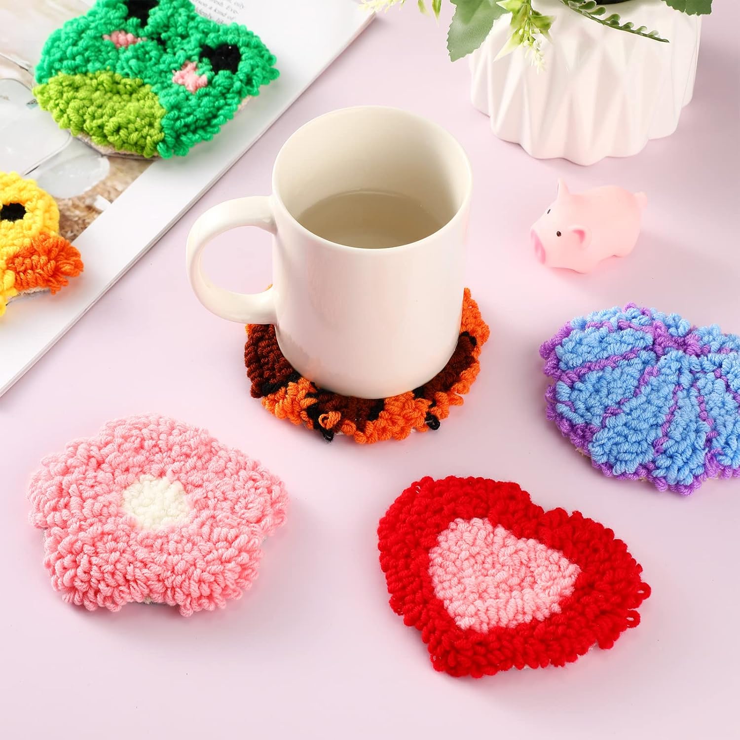 6Pcs Frog Punch Needle Coaster – Punch Needle Handle recenzja i cena