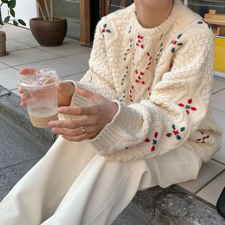 Korean Style round Neck Long S – Embroidery Unique Design recenzja i cena