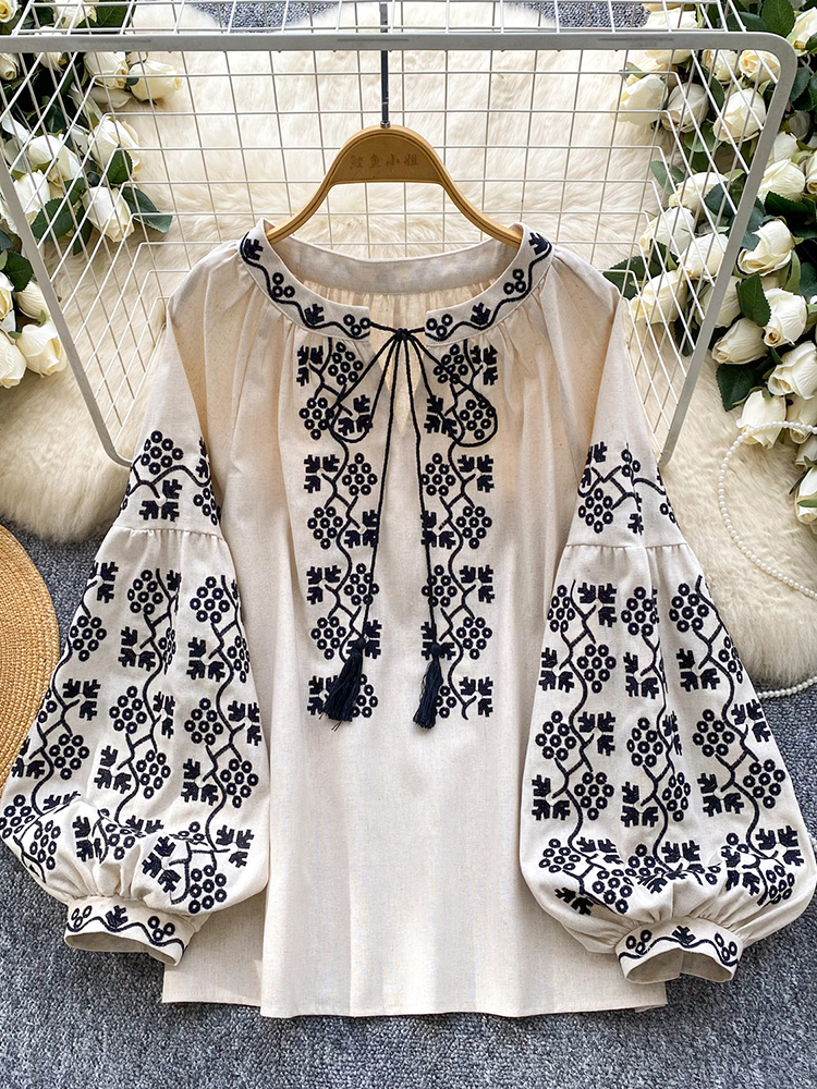 Women embroidered blouse autum – Embroidery Jersey recenzja i cena