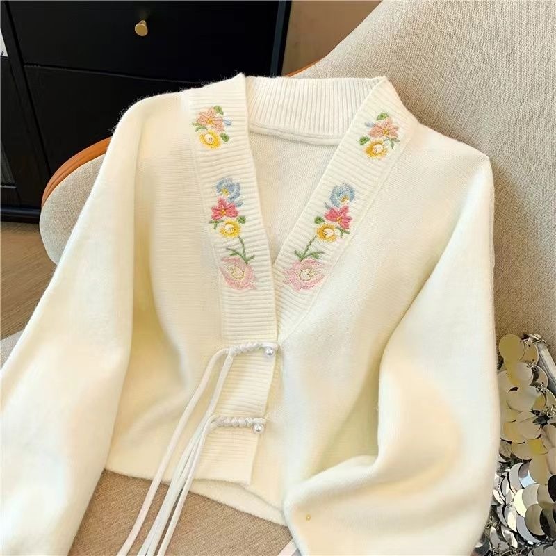 Cardigan Women V-neck New Chin – Embroidery Thread Yarn recenzja i cena