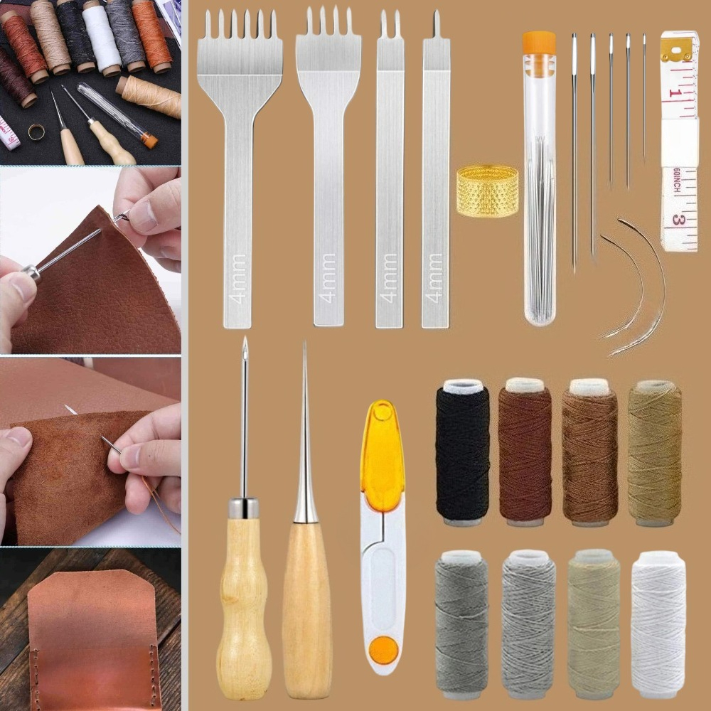 34 Pcs Leather Pouch Kit,Hole  – Punch Needle Handle recenzja i cena