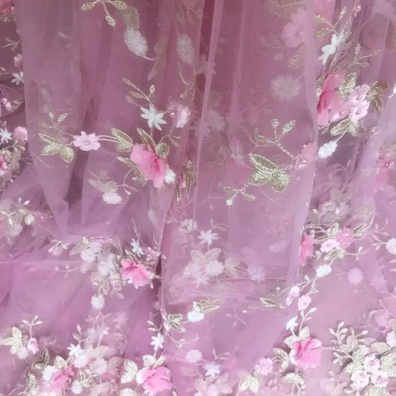 7 colors 3D chiffon flowers go – Embroidery Veil recenzja i cena