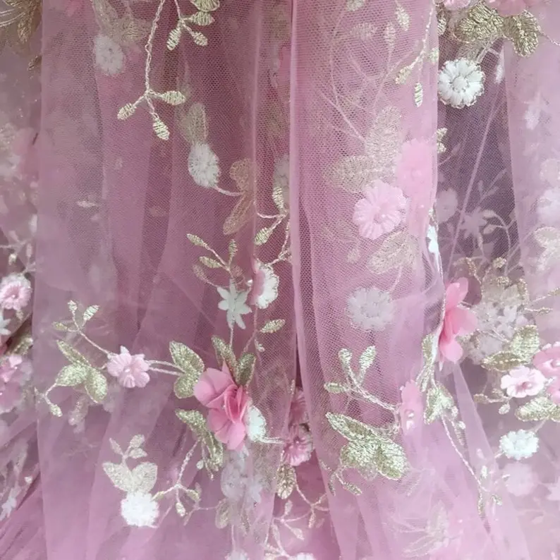 7 colors 3D chiffon flowers go – Embroidery Veil recenzja i cena