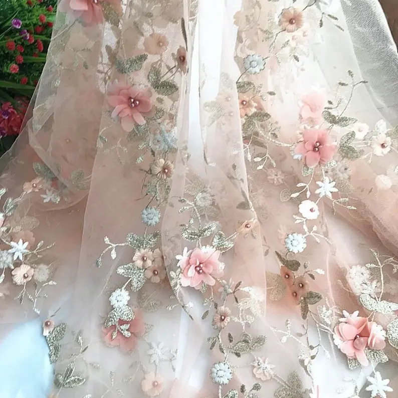 7 colors 3D chiffon flowers go – Embroidery Veil recenzja i cena