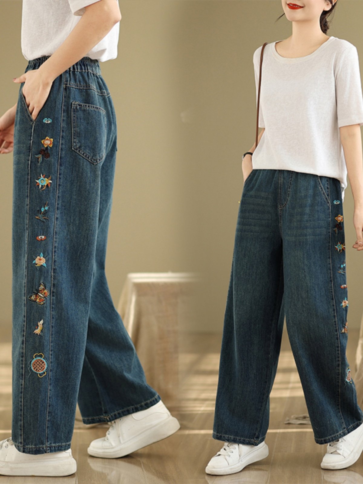 Flower Embroidery Women's Deni – Embroidery Unique Design recenzja i cena