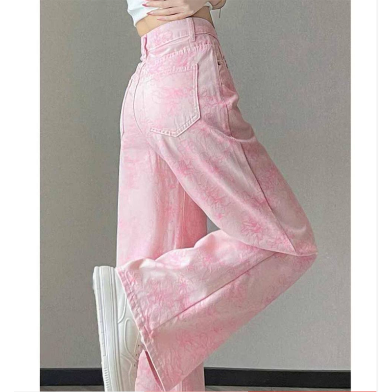 Pink Silk Denim Jeans Women's  – Embroidery Design 3D recenzja i cena
